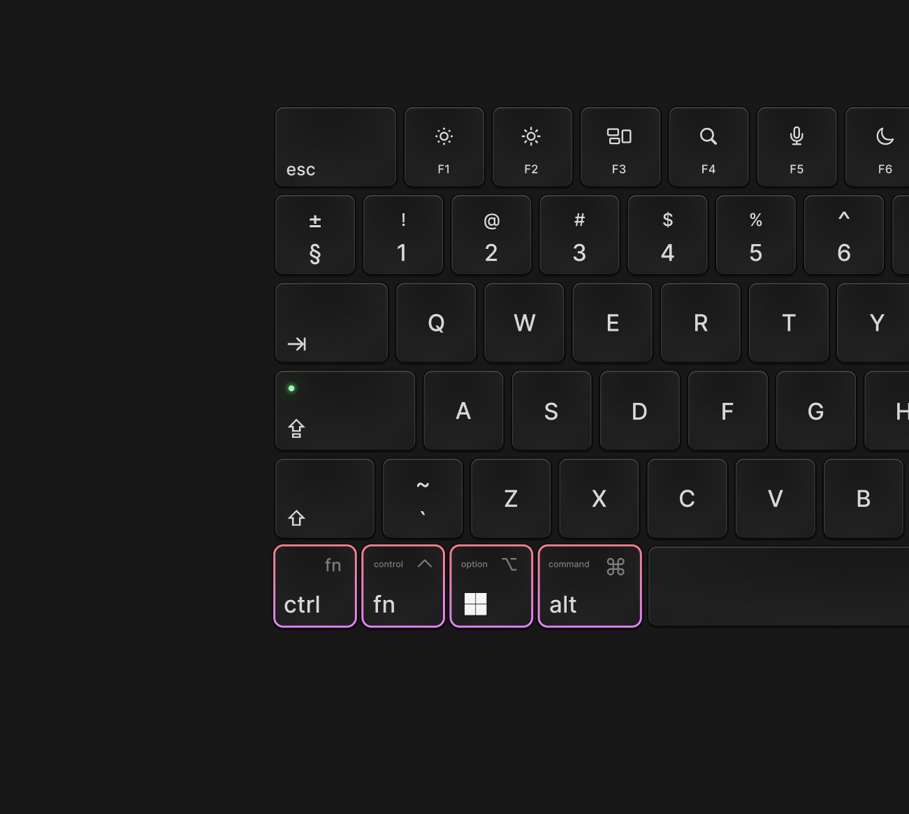 Winkeys key swapping feature - swap Fn to Ctrl and Option to Cmd